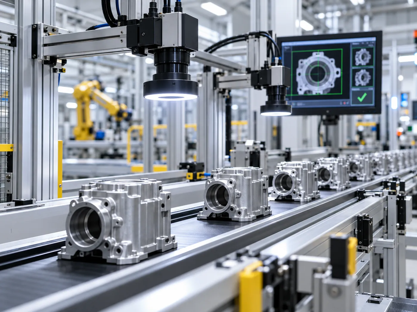 Línea de producción con inspección por visión artificial